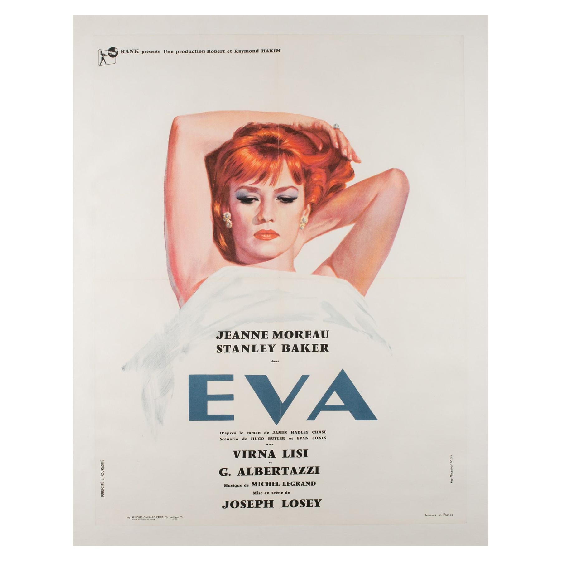 "Eva" Original French Film Poster, 1962, Linen Backed