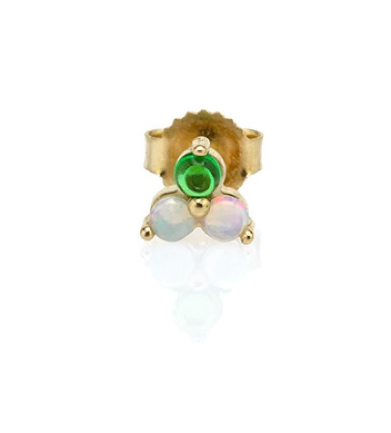 Eva Petite Earrings 14 Karat Yellow Gold with Opal and Emerald Cabochons In New Condition In Newport Beach, CA