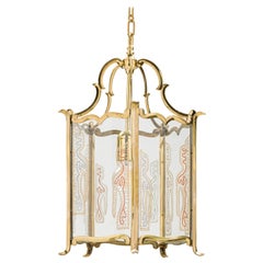 Eva Petric Brass Lobmeyr Lantern with Engraved Idrija Lace Art Piece, 2024