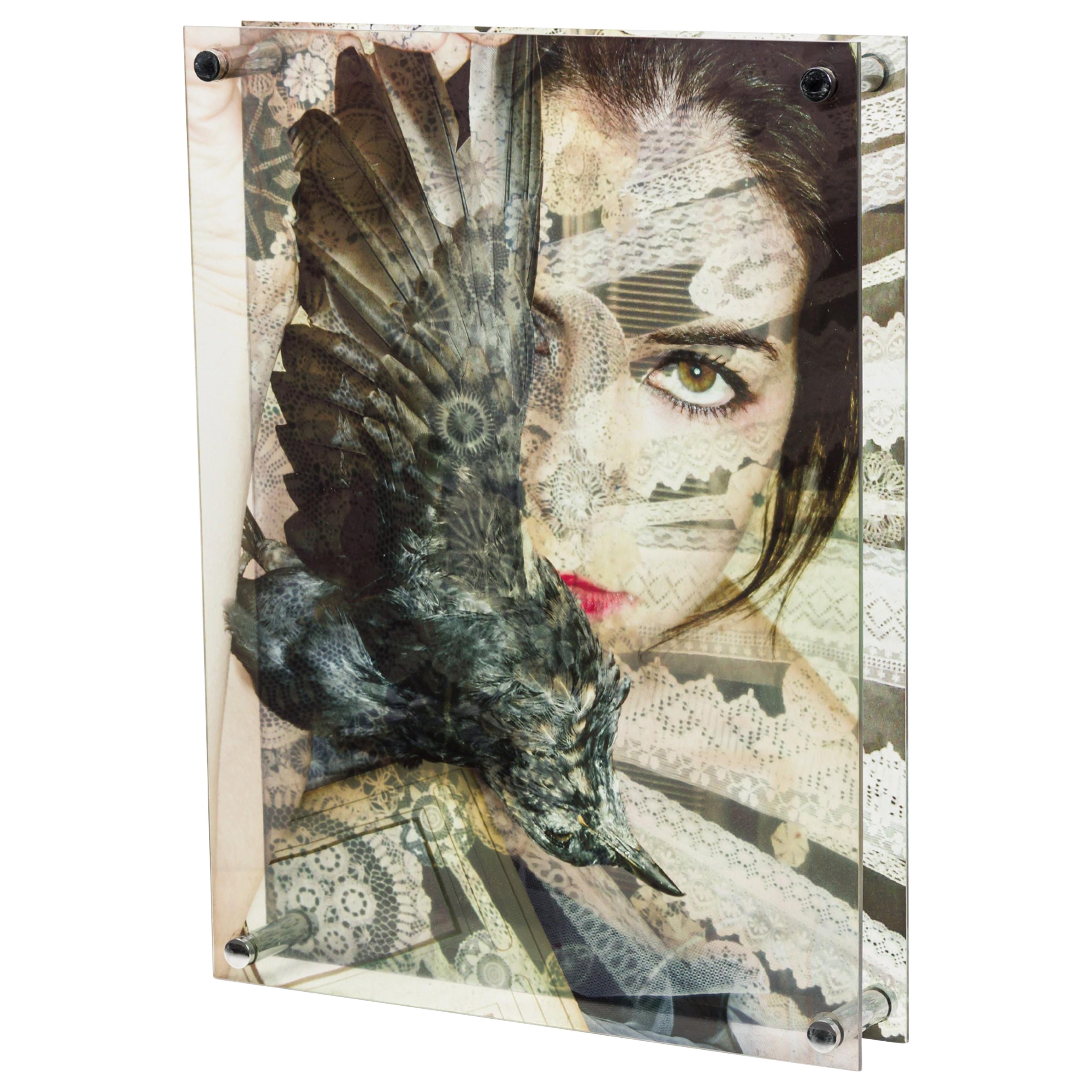 Eva Petric Contemporary Abstract Mixed Media Artwork, Titled: "Birdy" (2017)