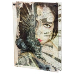 Eva Petric Contemporary Abstract Mixed Media Artwork, Titled: "Birdy" (2017)