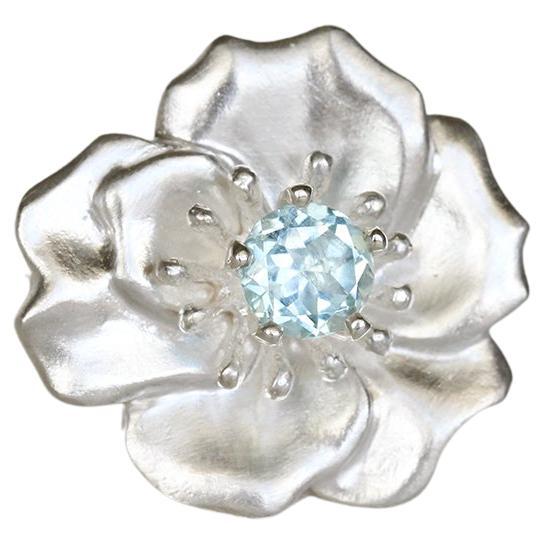 For Sale:  Eva Rose Ring / Sterling Silver, Aquamarine