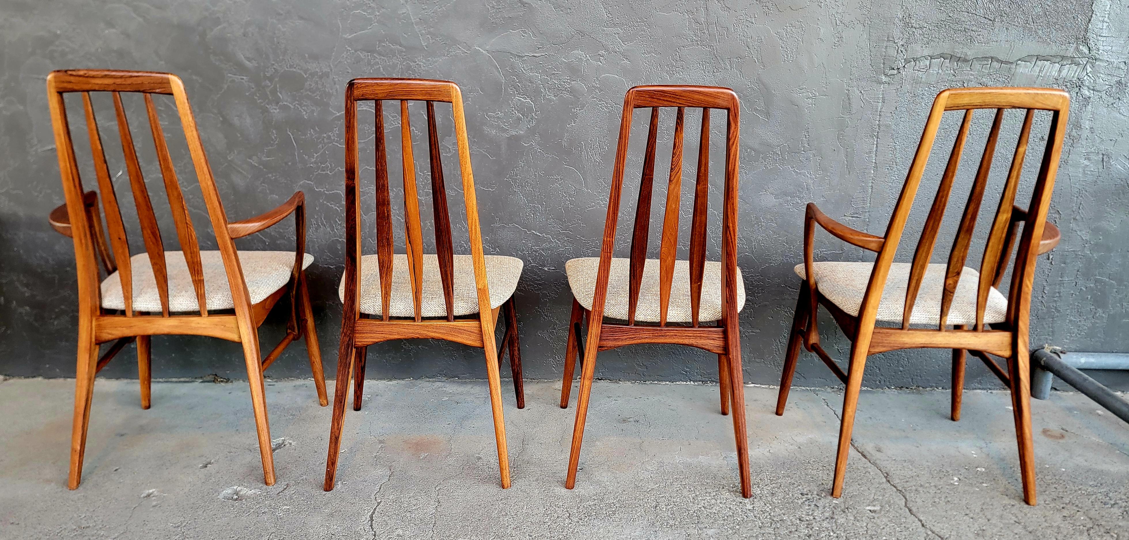 Chaises de salle à manger Eva en palissandre par Niels Koefoed pour Koefoeds Hornslet, Danemark Ensemble 4 en vente 3