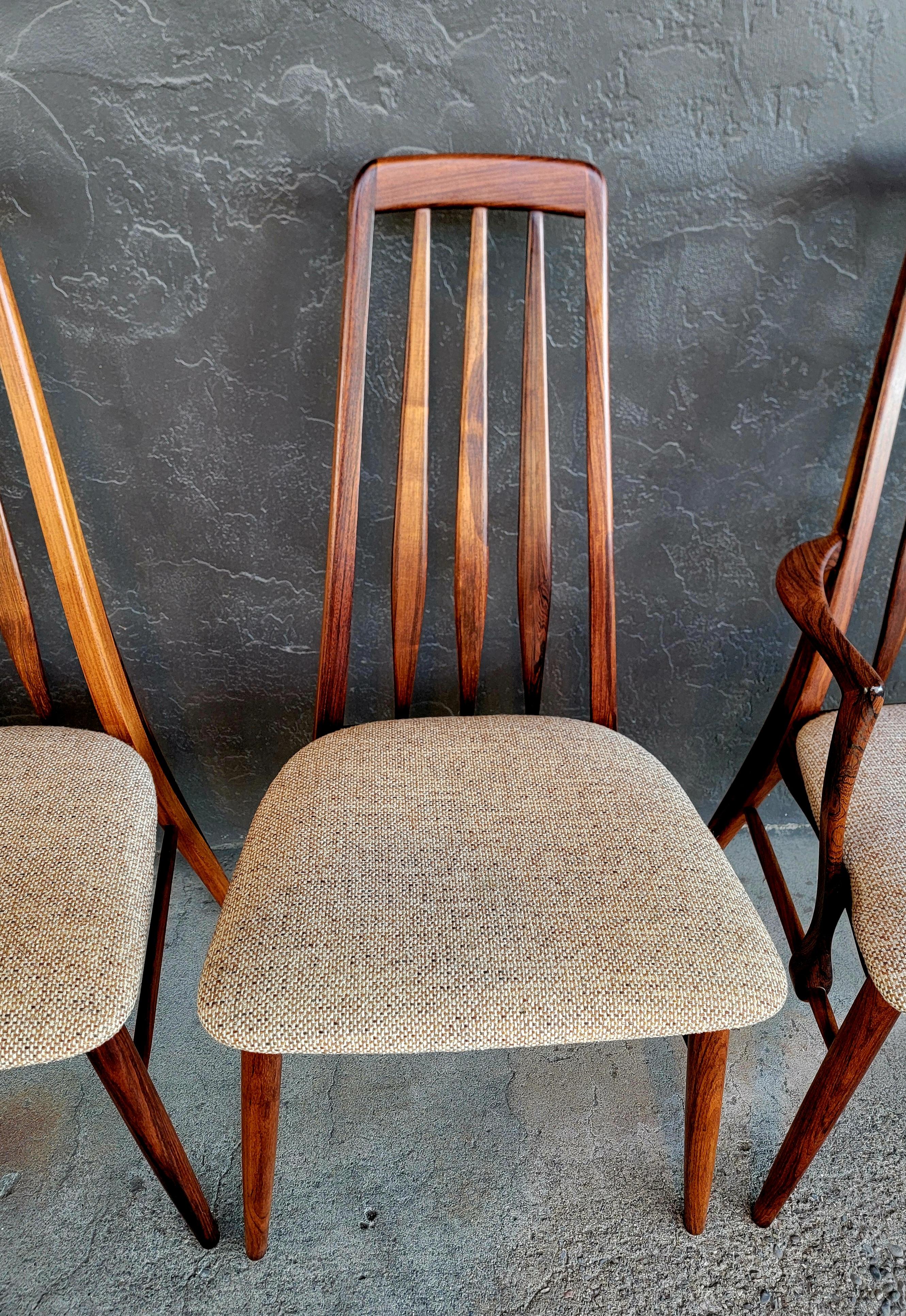 Chaises de salle à manger Eva en palissandre par Niels Koefoed pour Koefoeds Hornslet, Danemark Ensemble 4 en vente 6