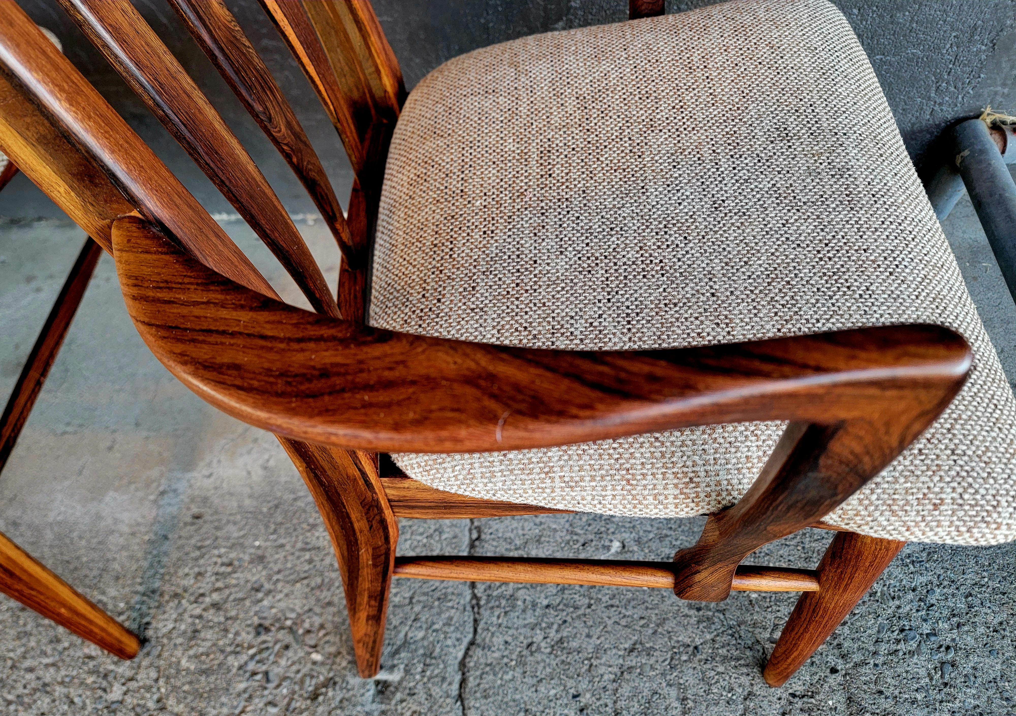 20ième siècle Chaises de salle à manger Eva en palissandre par Niels Koefoed pour Koefoeds Hornslet, Danemark Ensemble 4 en vente