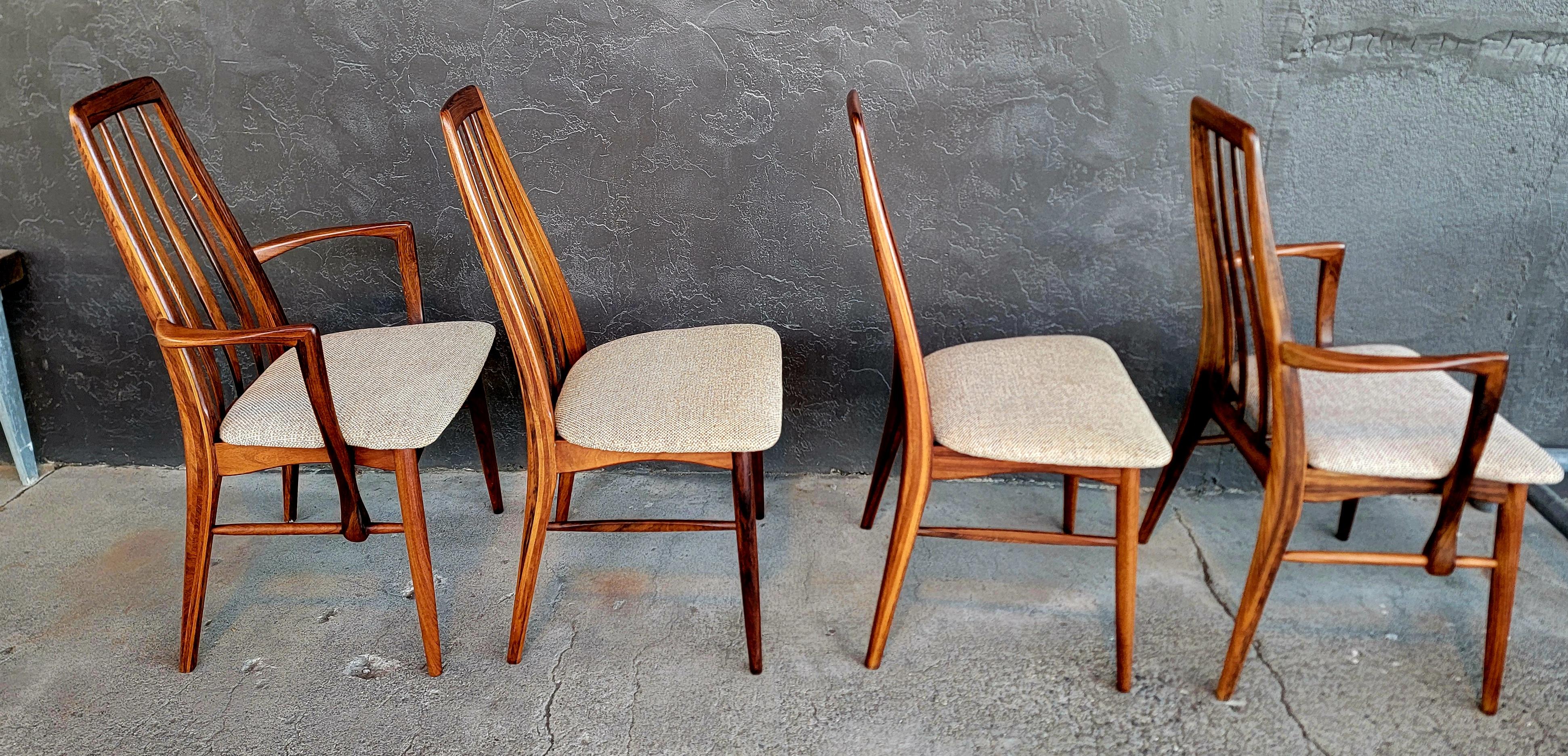 Chaises de salle à manger Eva en palissandre par Niels Koefoed pour Koefoeds Hornslet, Danemark Ensemble 4 en vente 1