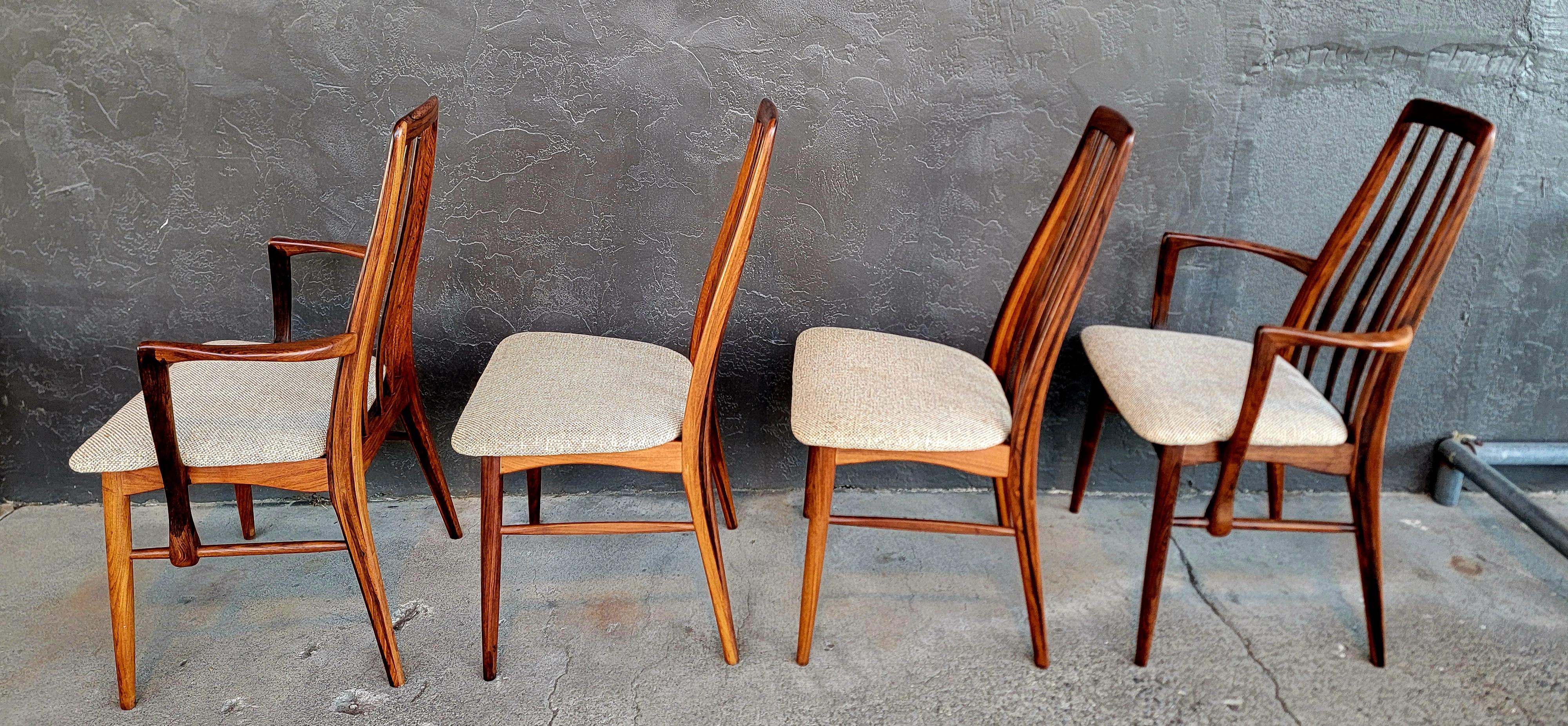 Chaises de salle à manger Eva en palissandre par Niels Koefoed pour Koefoeds Hornslet, Danemark Ensemble 4 en vente 2