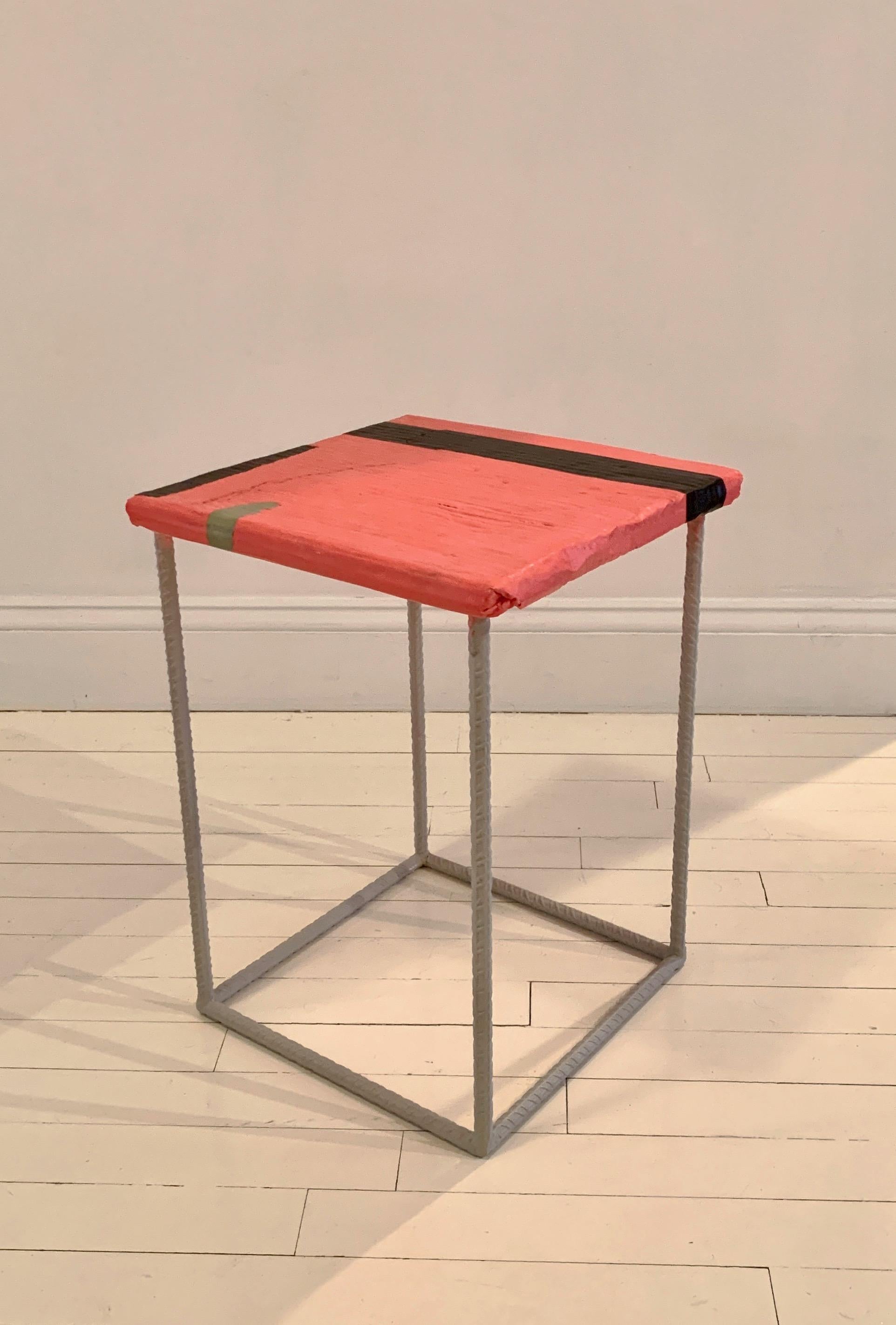 Stool
2017
Jesmonite, fiberglass, rebar, paint
16 5/8 x 12 5/8 x 12 1/4 inches (42.2 x 32.1 x 31.1 cm)
ER 149

Can be used as a side table as seen in photo listings. 

Purchased from 303 Gallery 2017.