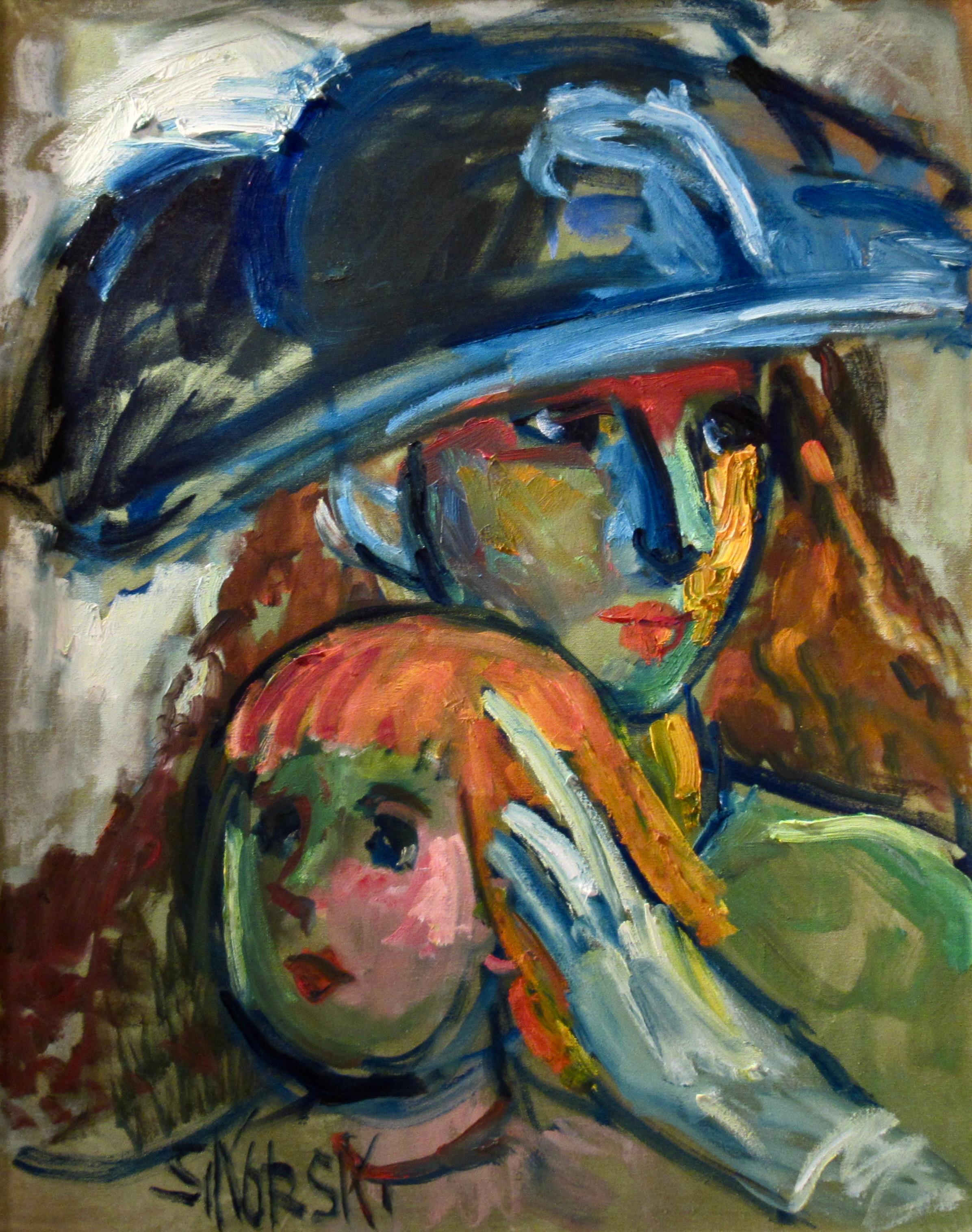 Mother and Child - Painting by Eva Sikorski
