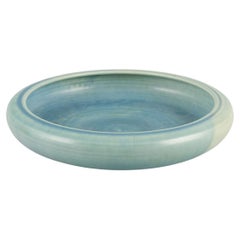 Eva Stæhr-Nielsen for Saxbo. Early ceramic bowl. Glaze in green-blue tones.