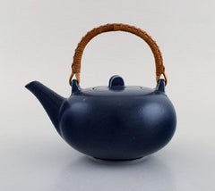 Eva Stæhr-nielsen for Saxbo, Teapot in Glazed Ceramics with Handle in Wicker