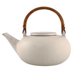 Eva Stæhr-nielsen for Saxbo, Teapot in Glazed Stoneware with a Wicker Handle