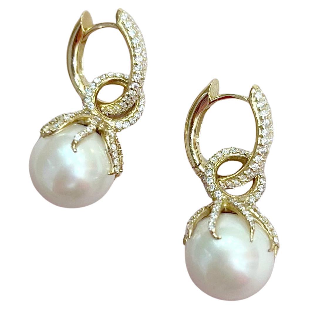 Eva Stones 1.6 carat diamond octopus dangle drop convertible gold earring hoops For Sale