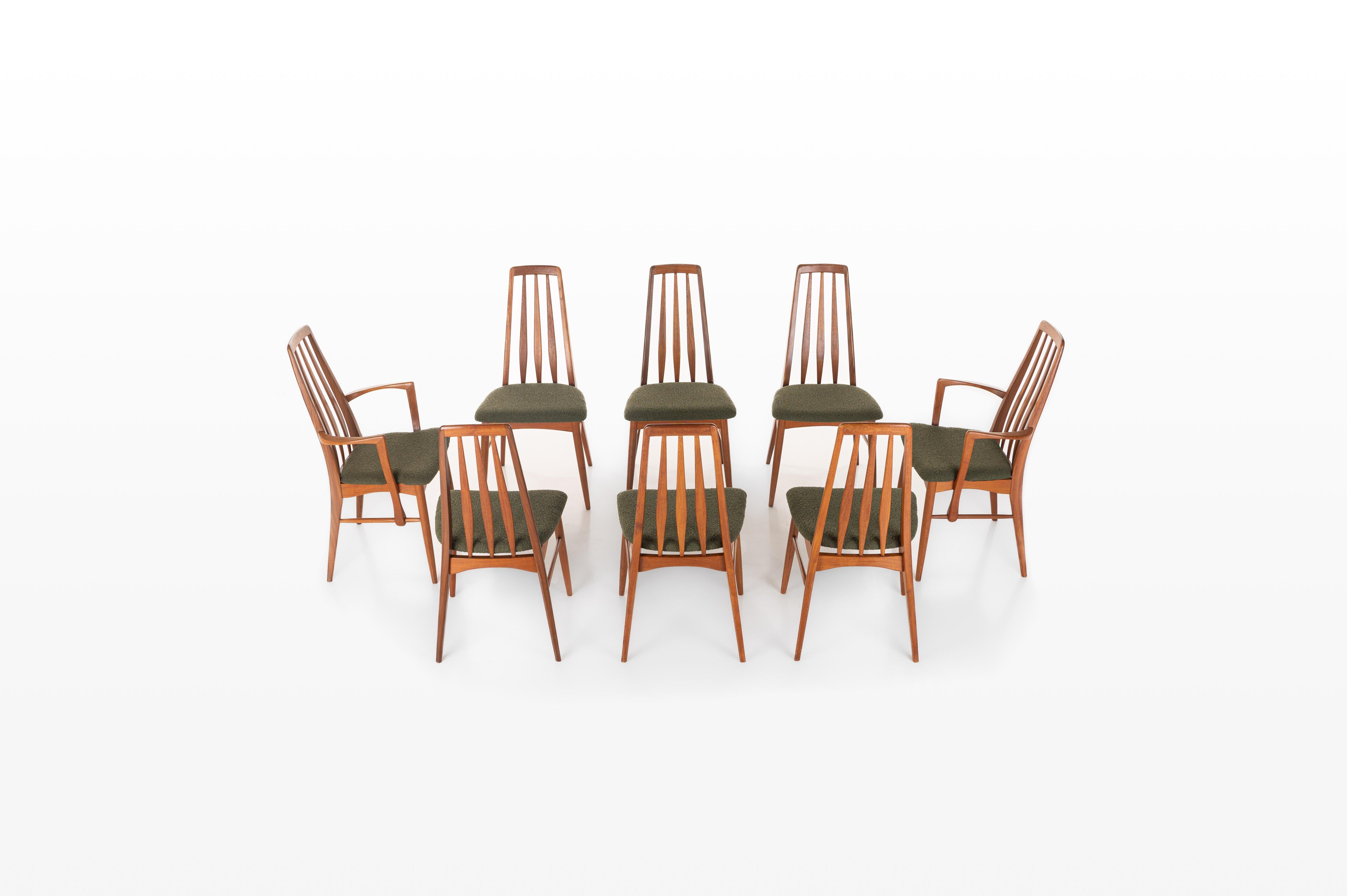 Mid-Century Modern Eva Teak Dining Chairs by Niels Koefoed for Koefoeds Hornslet, Set of 8