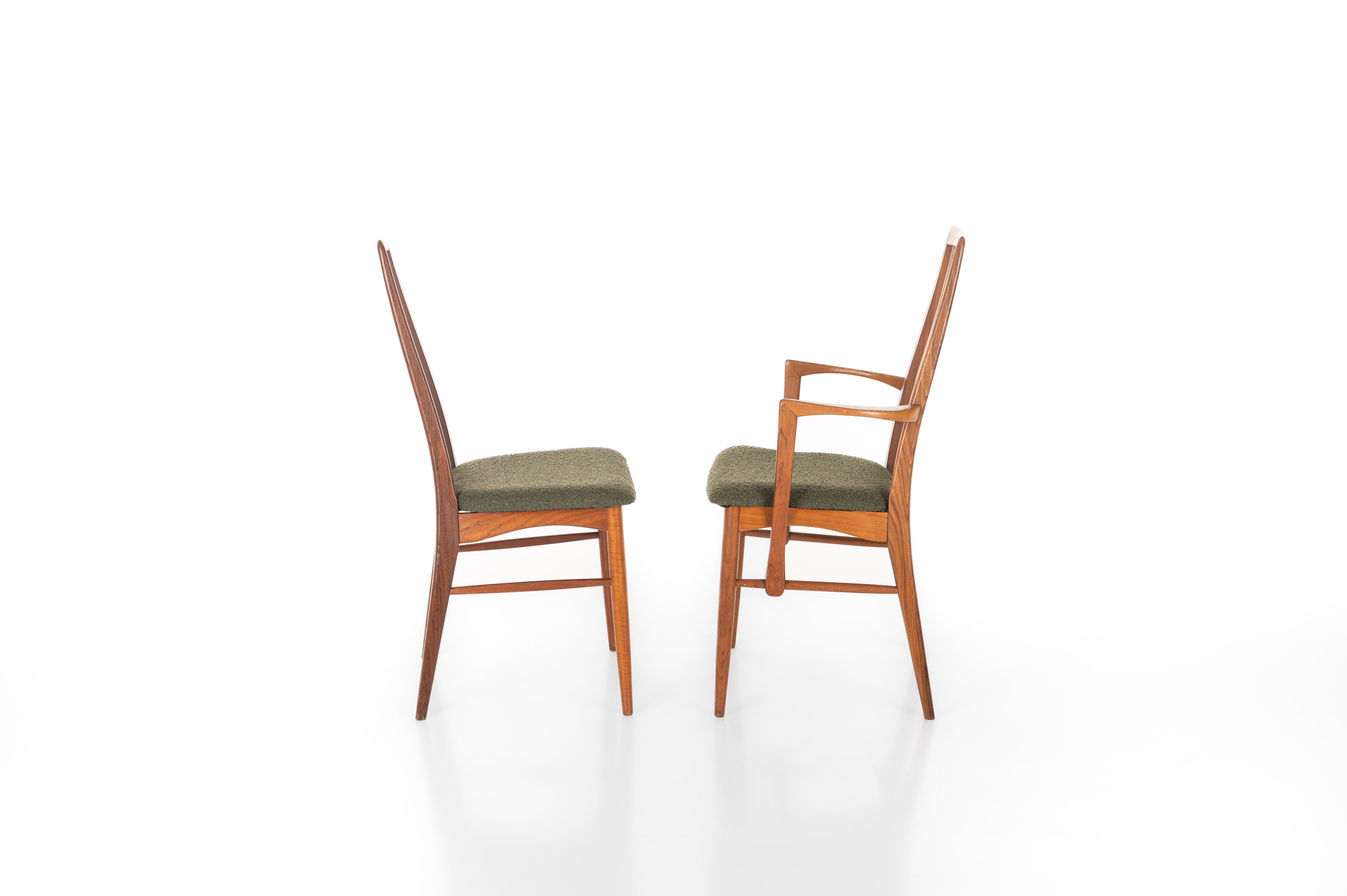 20th Century Eva Teak Dining Chairs by Niels Koefoed for Koefoeds Hornslet, Set of 8
