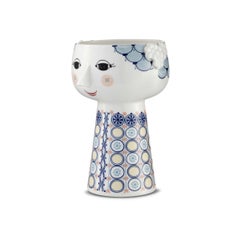 Vase bleu Eva   H : 7.3" Ø : 4.9"