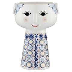 Vase bleu Eva   H : 7.3" Ø : 4.9"