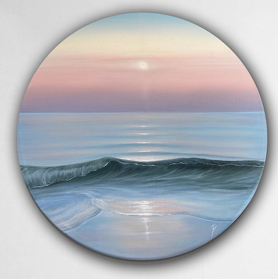 Behind the Veil-original realism sunset seascape oil painting-contemporary Art