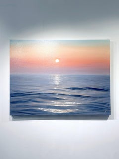 « Changing Chapters » - Peinture à l'huile originale - Paysage marin au coucher du soleil - Œuvre d'art contemporaine