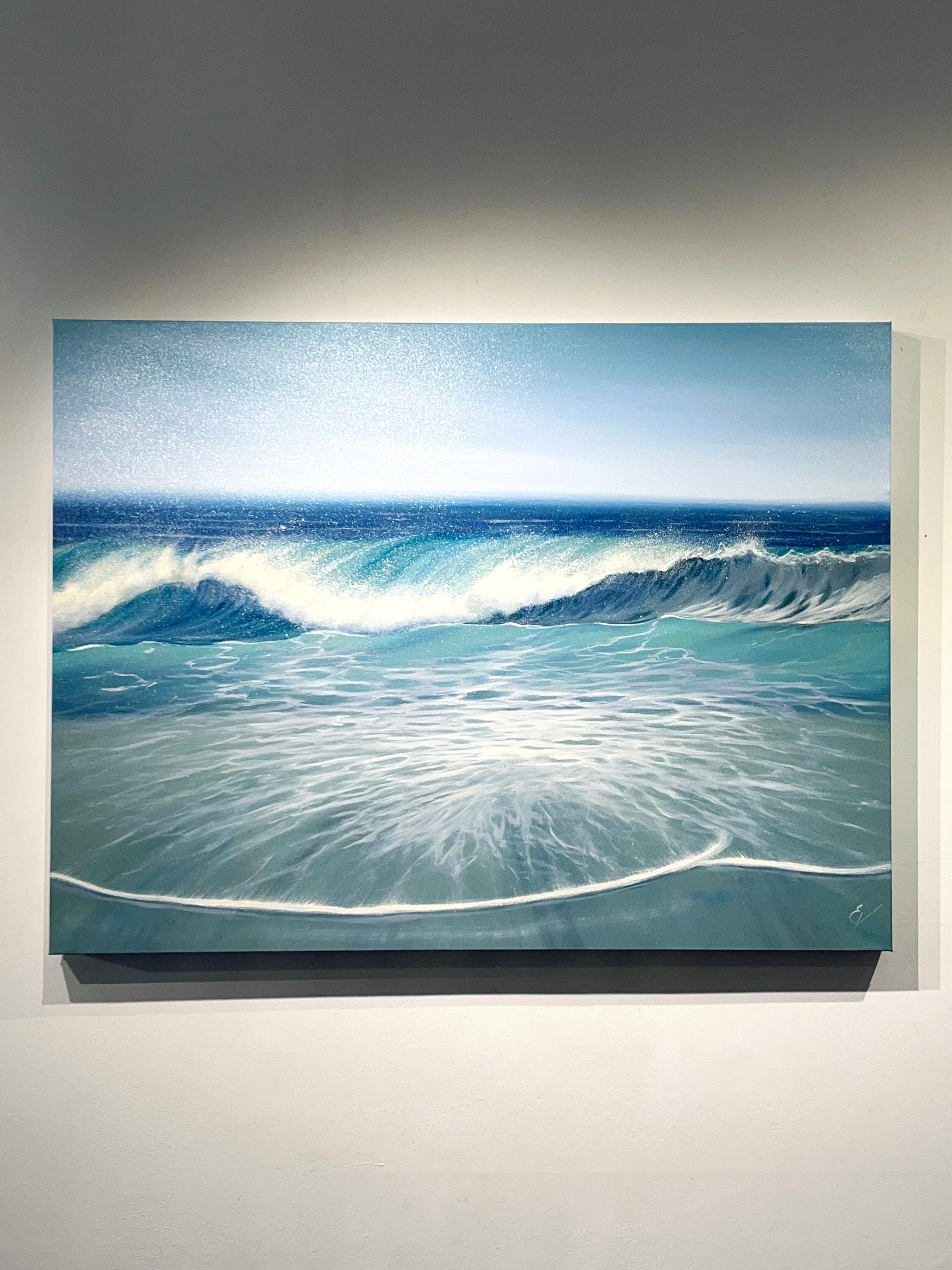 Exhale-ORIGINALE REALISMO MARE Oceano pittura ad olio-opera d'arte contemporanea - Painting di Eva Volf