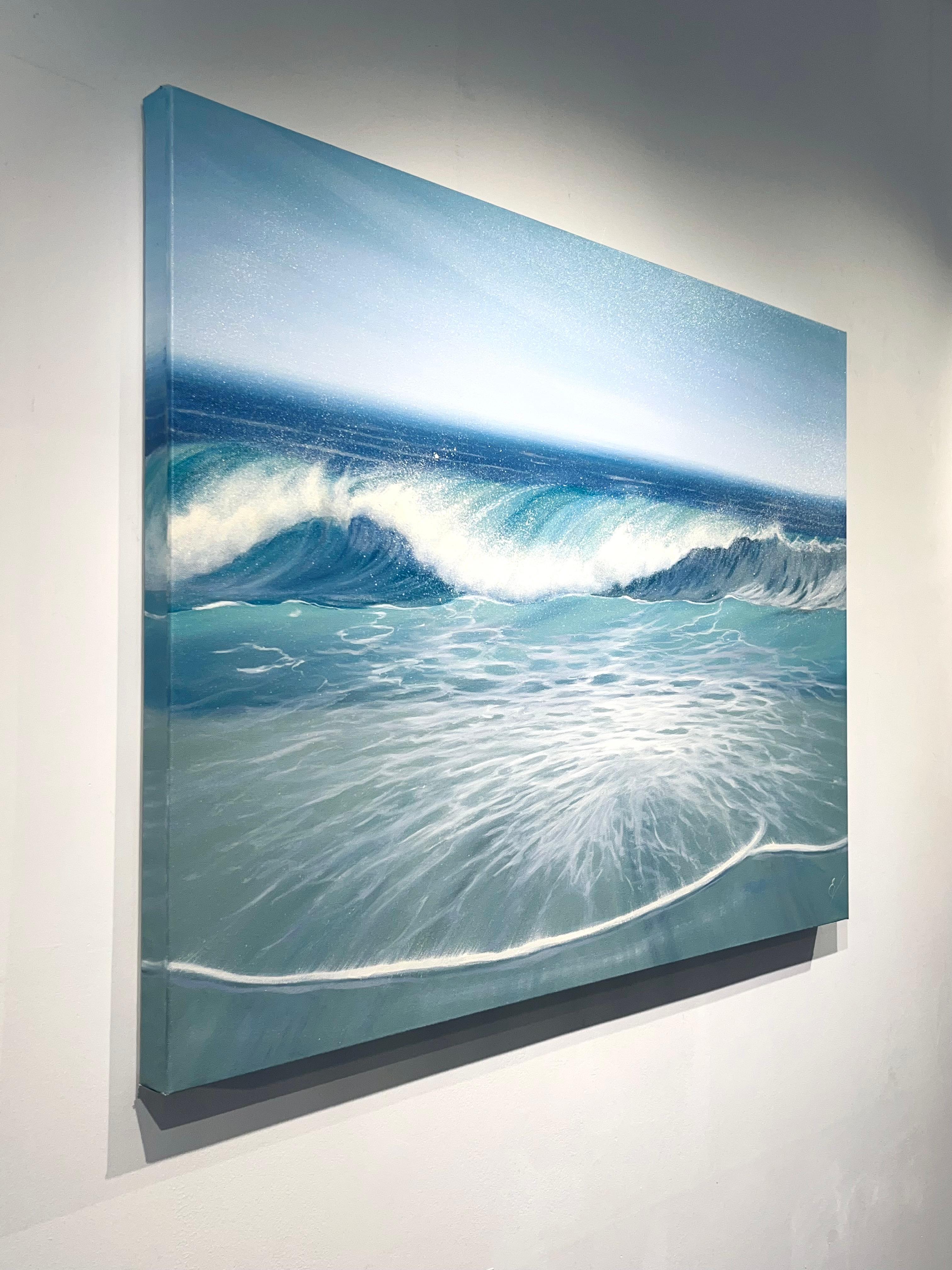Exhale-ORIGINALE REALISMO MARE Oceano pittura ad olio-opera d'arte contemporanea - Painting Realismo di Eva Volf