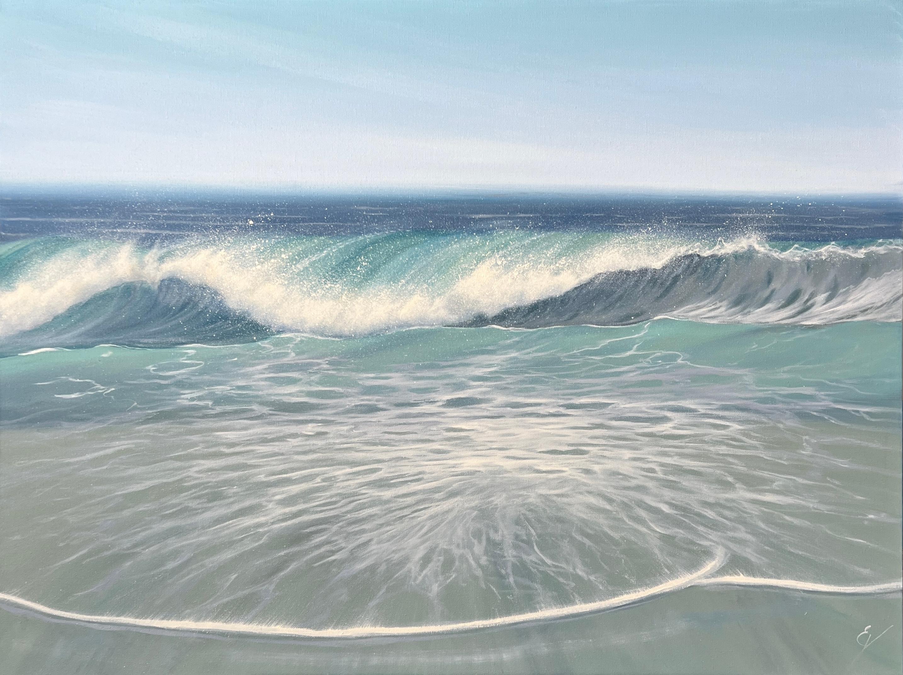 Eva Volf Figurative Painting - Exhale-ORIGINAL REALISM SEASCAPE Ocean oil painting-contemporary artwork