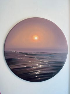Silken Sunset-original realism sunset seascape oil painting-contemporary art