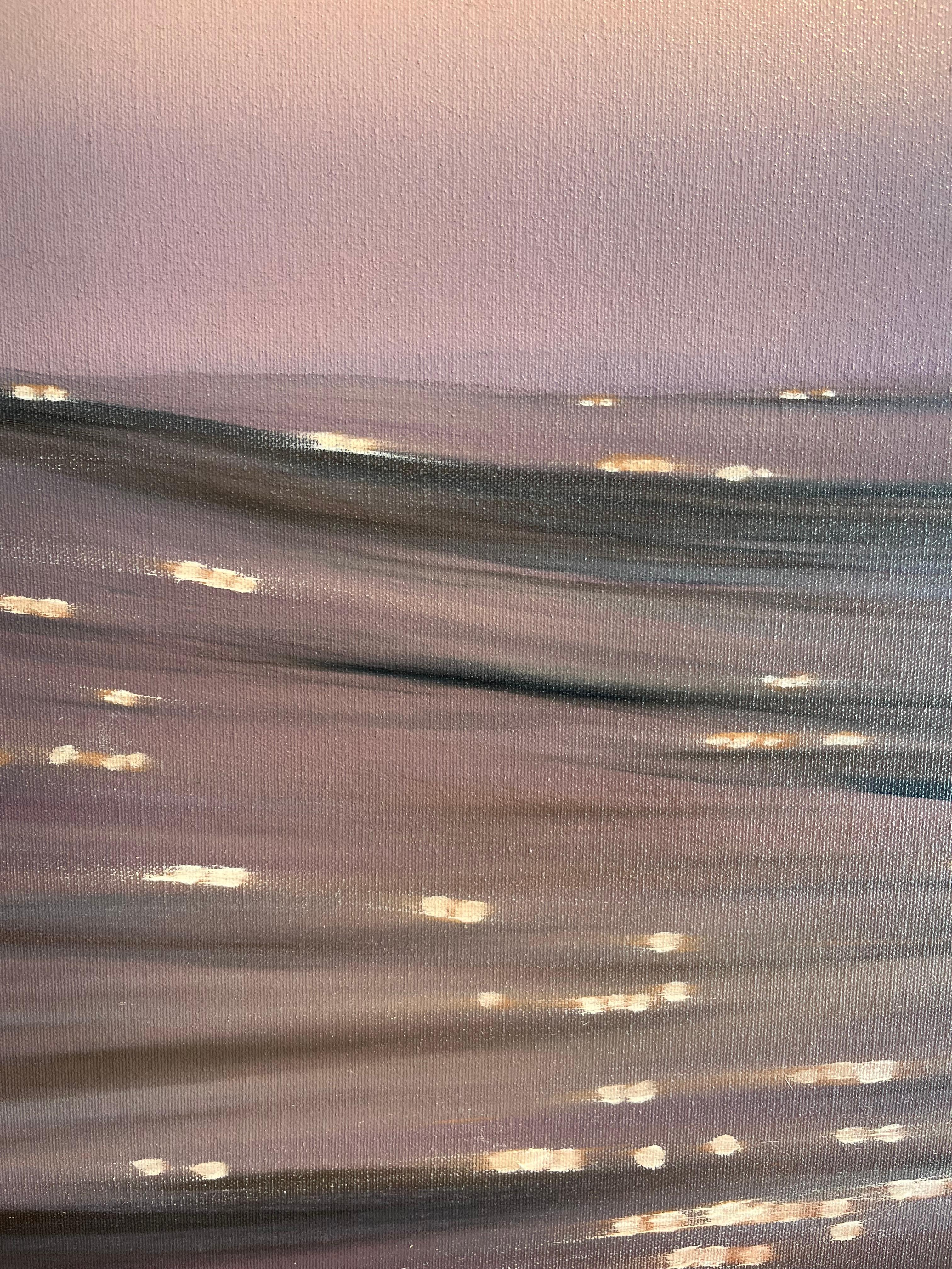 Silken Sunset-original realism sunset seascape oil painting-contemporary art For Sale 1