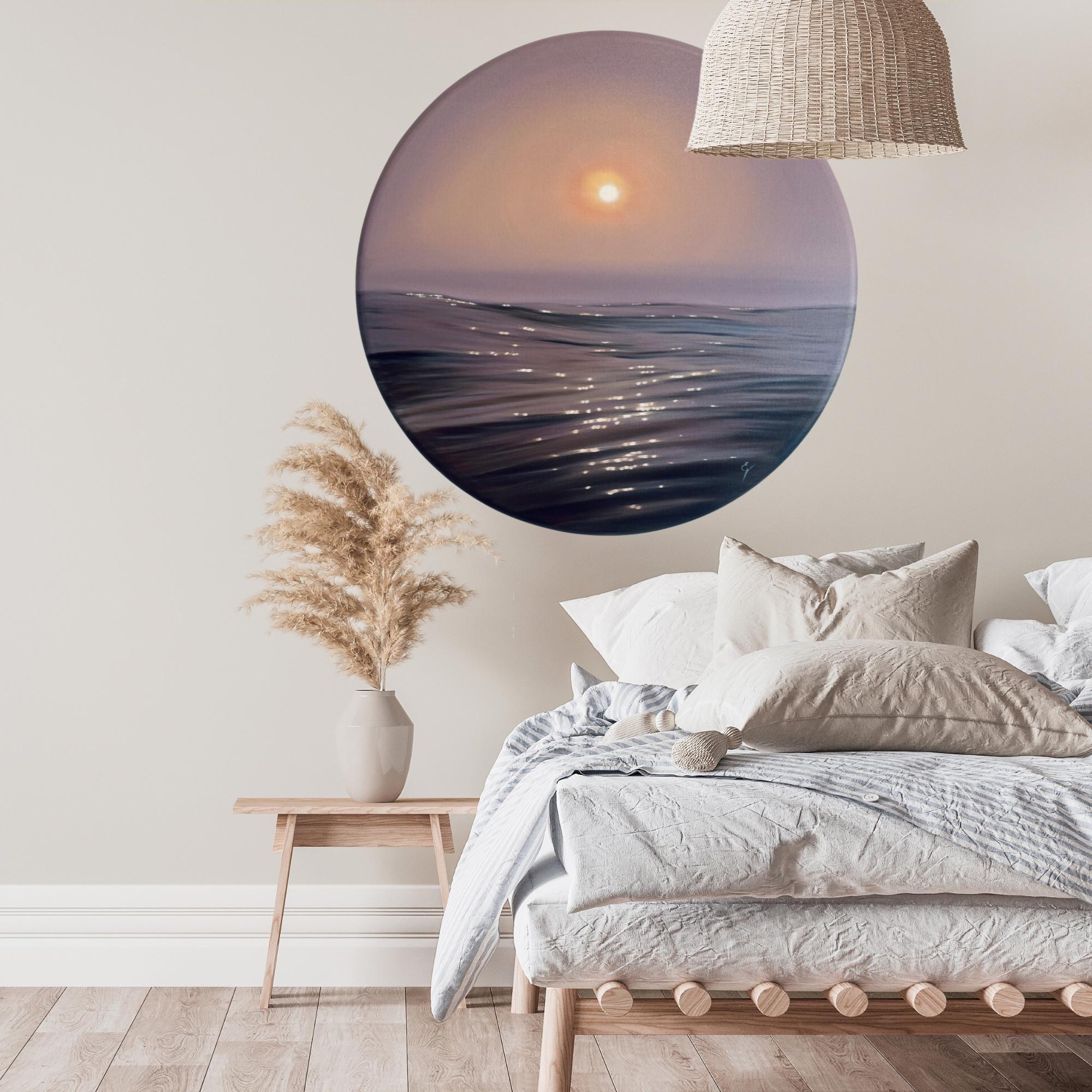 Silken Sunset-original realism sunset seascape oil painting-contemporary art For Sale 2