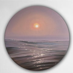 Silken Sunset-original realism sunset seascape oil painting-contemporary art