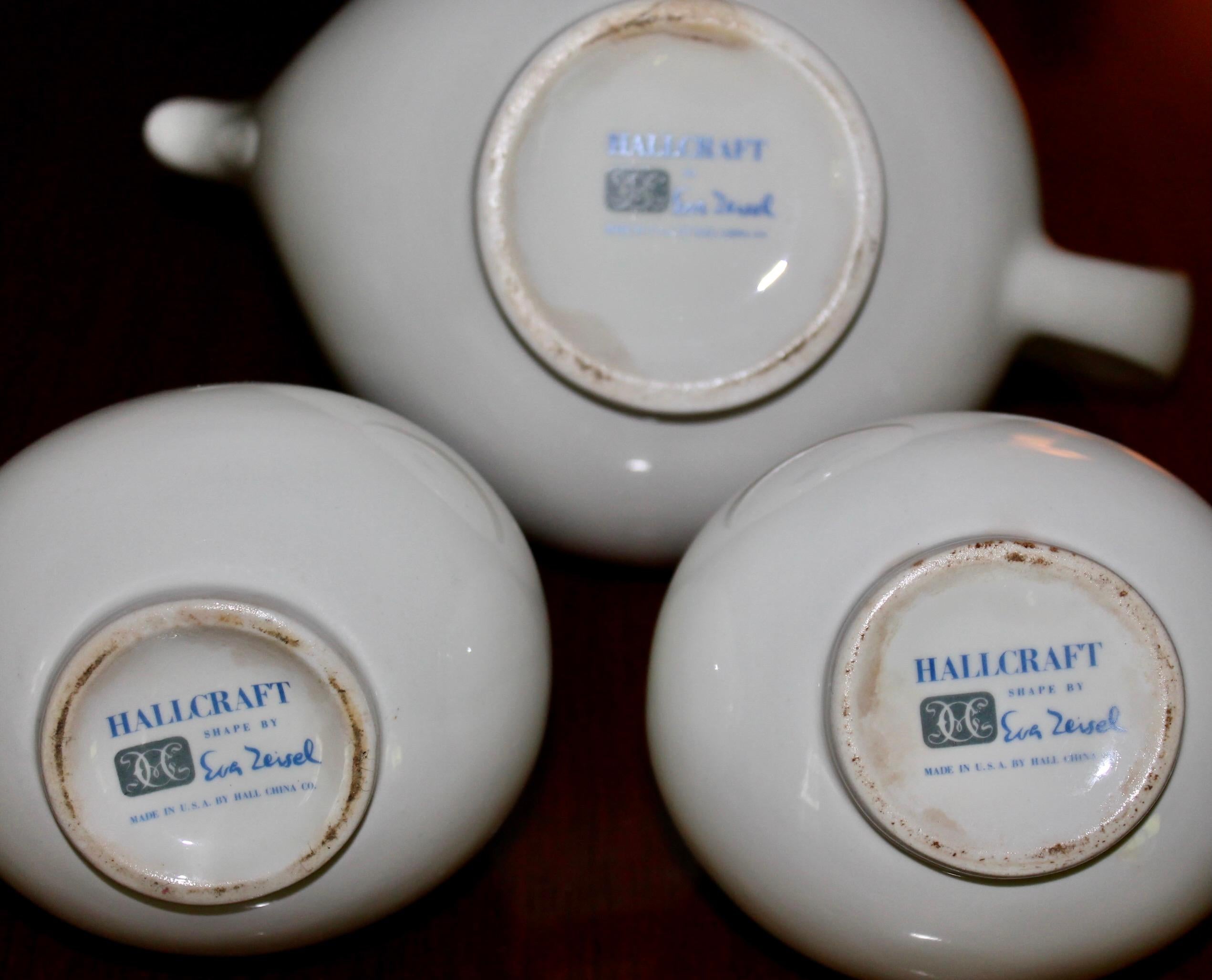 Ceramica Eva Zeisel HallCraft Set da tè classico bianco in vendita