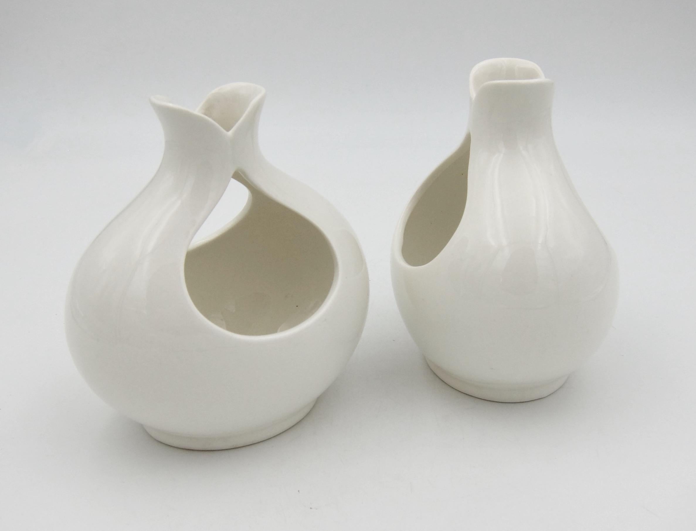 Mid-Century Modern Eva Zeisel Tomorrow's Classic White Mid-Century Candle Holders for Hallcraft