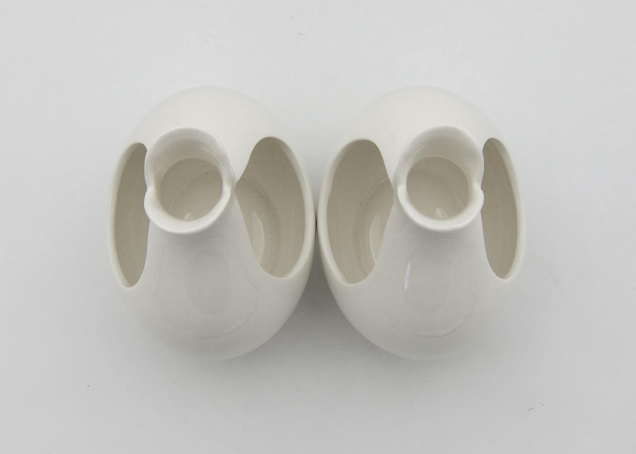 20th Century Eva Zeisel Tomorrow's Classic White Mid-Century Candle Holders for Hallcraft
