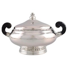 Evald Nielsen, Danish Silversmith, Lidded Art Nouveau Silver Tureen