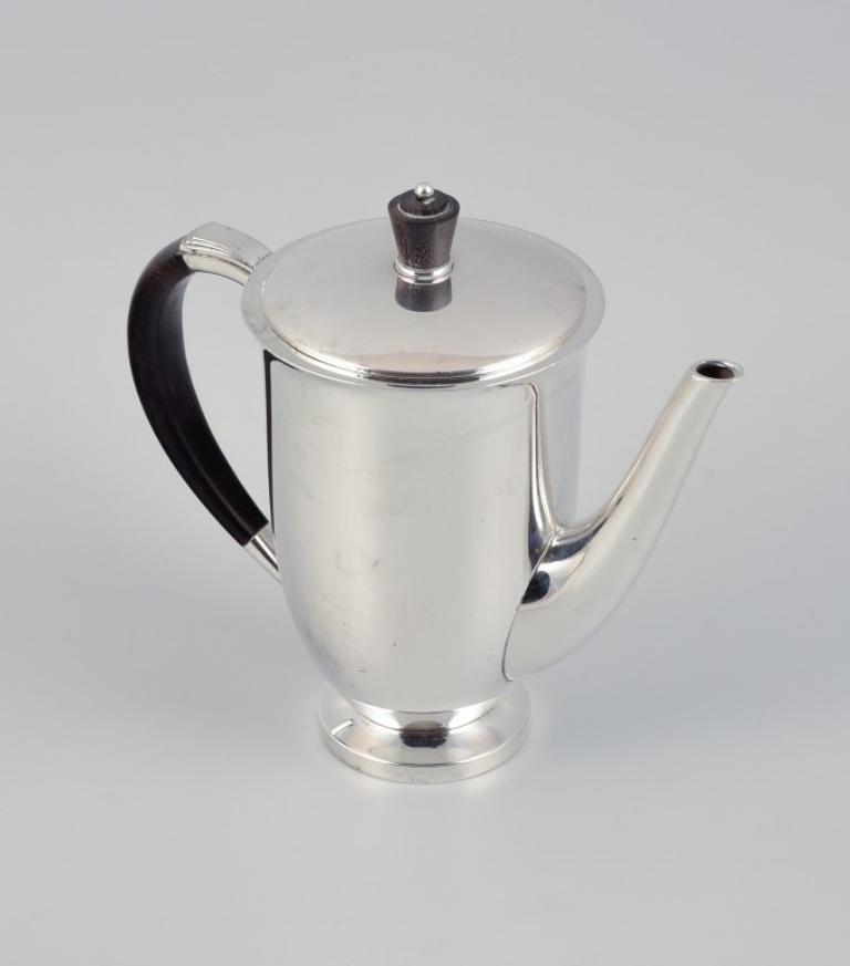 Art Deco Evald Nielsen, Coffee Pot in Danish 830 Silver and Ebony, 1938 For Sale