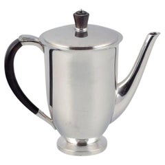 Evald Nielsen, cafetière en argent danois 830 et ébène. 1938. 