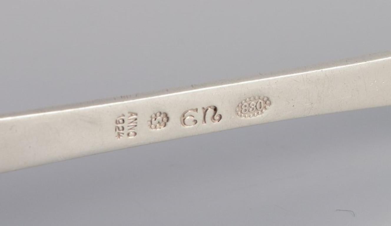 Evald Nielsen, Danish Silversmith, Two Hammered Sugar Spoons in 830 Silver For Sale 2