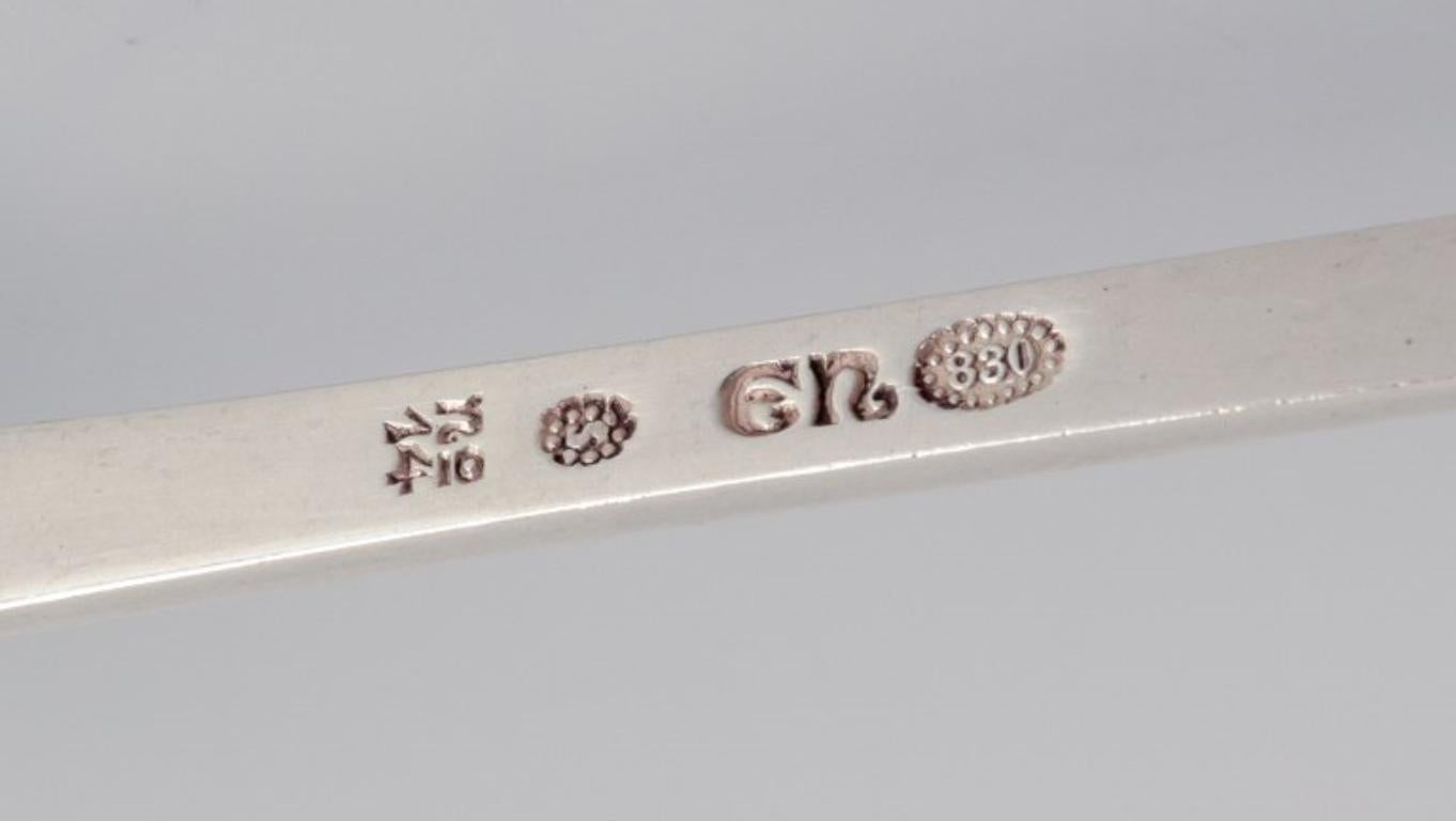 Evald Nielsen, Danish Silversmith, Two Hammered Sugar Spoons in 830 Silver For Sale 3