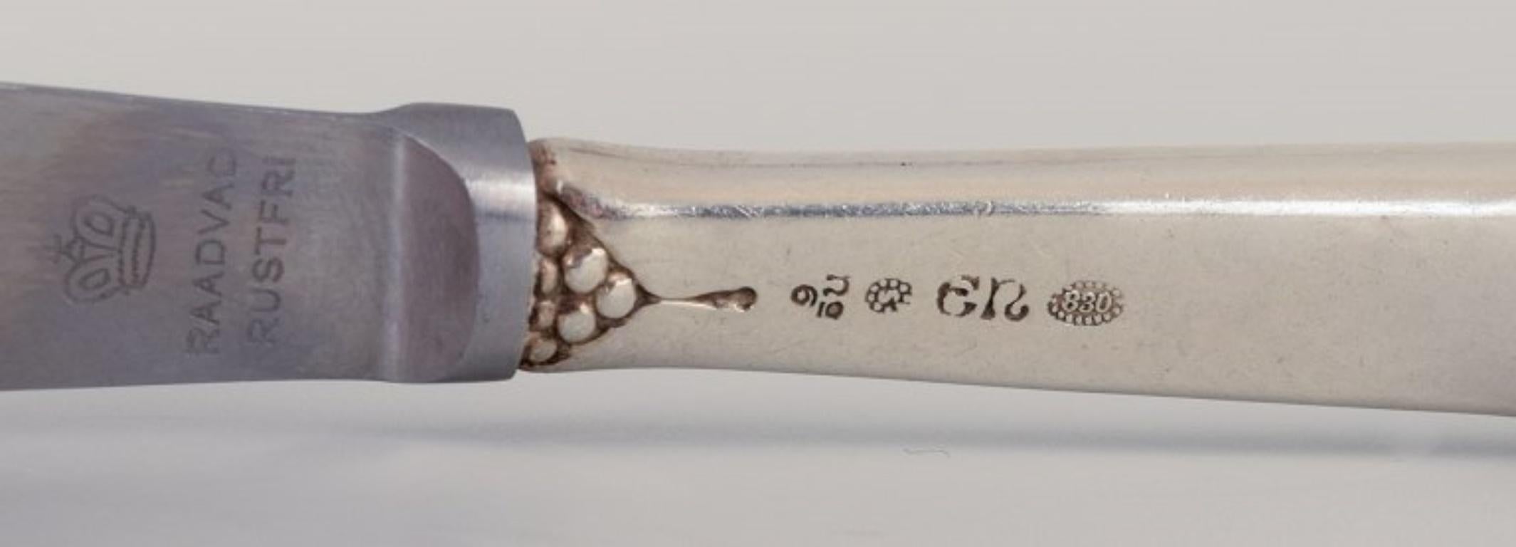 Early 20th Century Evald Nielsen, Denmark. Beautiful Sugar Spoon and Fruit Knife in 830 Silver For Sale