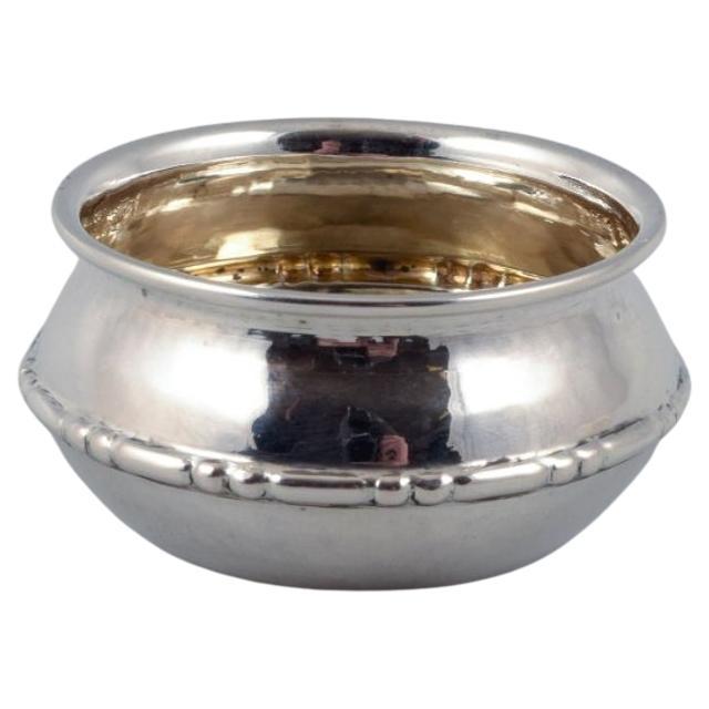 Evald Nielsen, Hammered Salt Cellar in Danish 830 Silver, 1923 For Sale