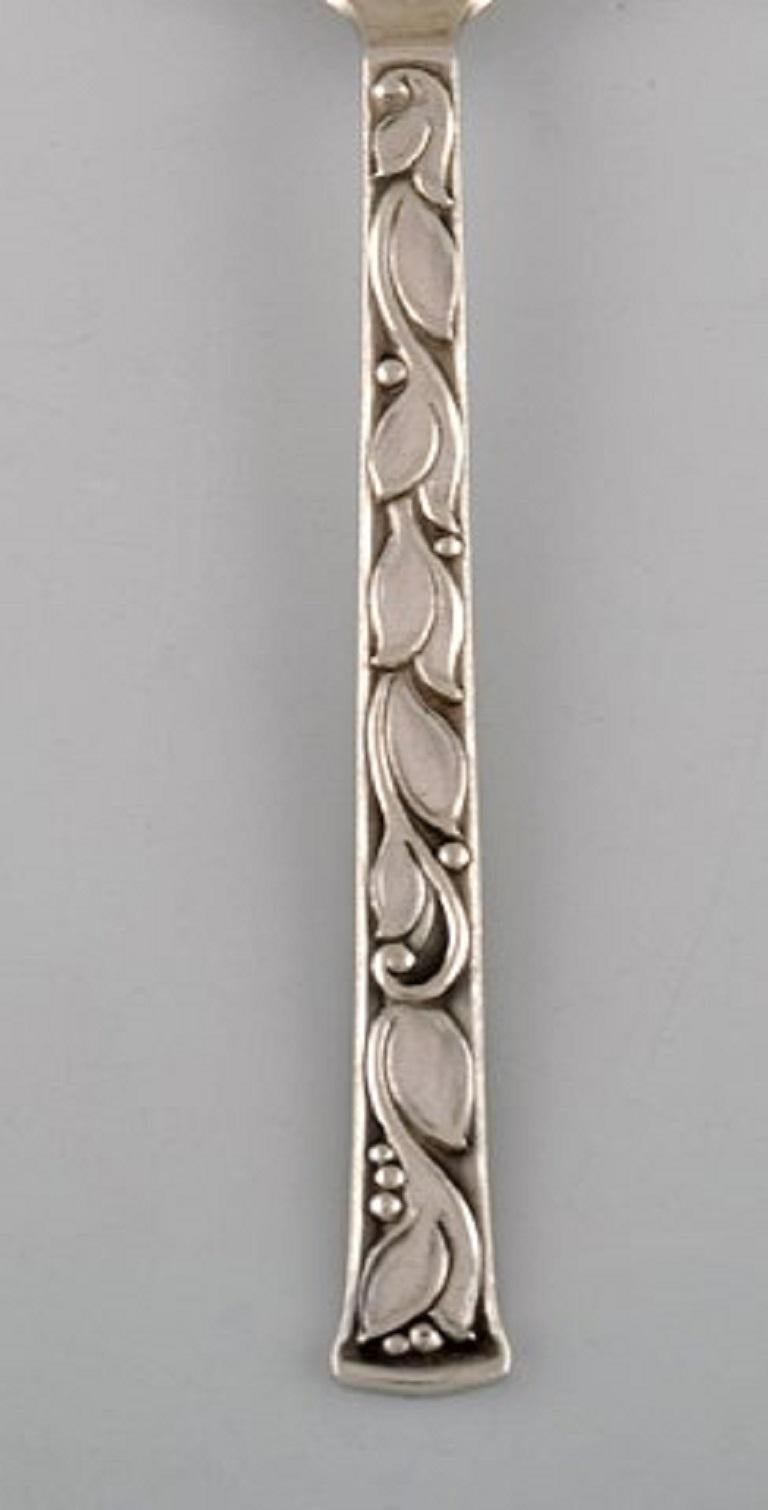 Art Deco Evald Nielsen No. 30 'Leaf Pattern', Set at Six Tea Spoons in Sterling Silver