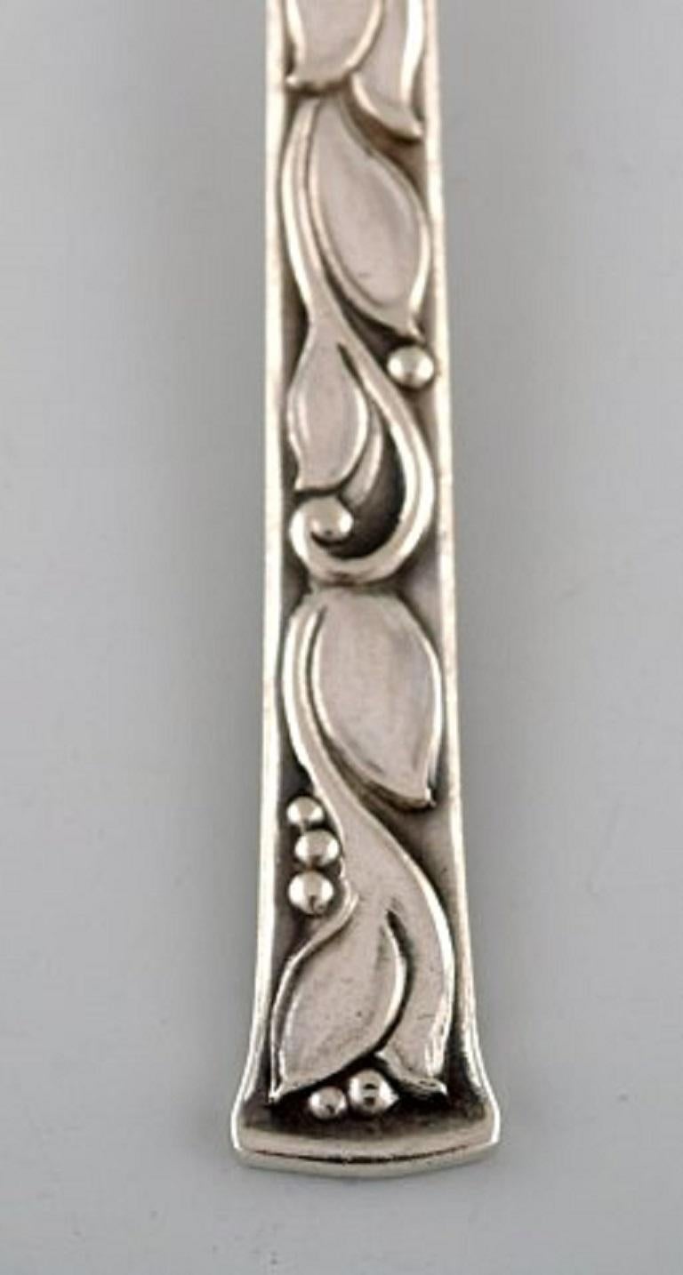 Danish Evald Nielsen No. 30 'Leaf Pattern', Set at Six Tea Spoons in Sterling Silver