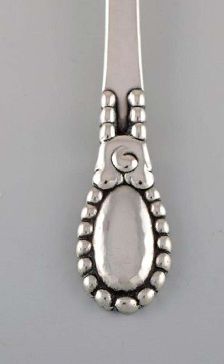 Art Deco Evald Nielsen Number 13 Jam Spoon in Hammered Silver, 830, Dated 1924 For Sale
