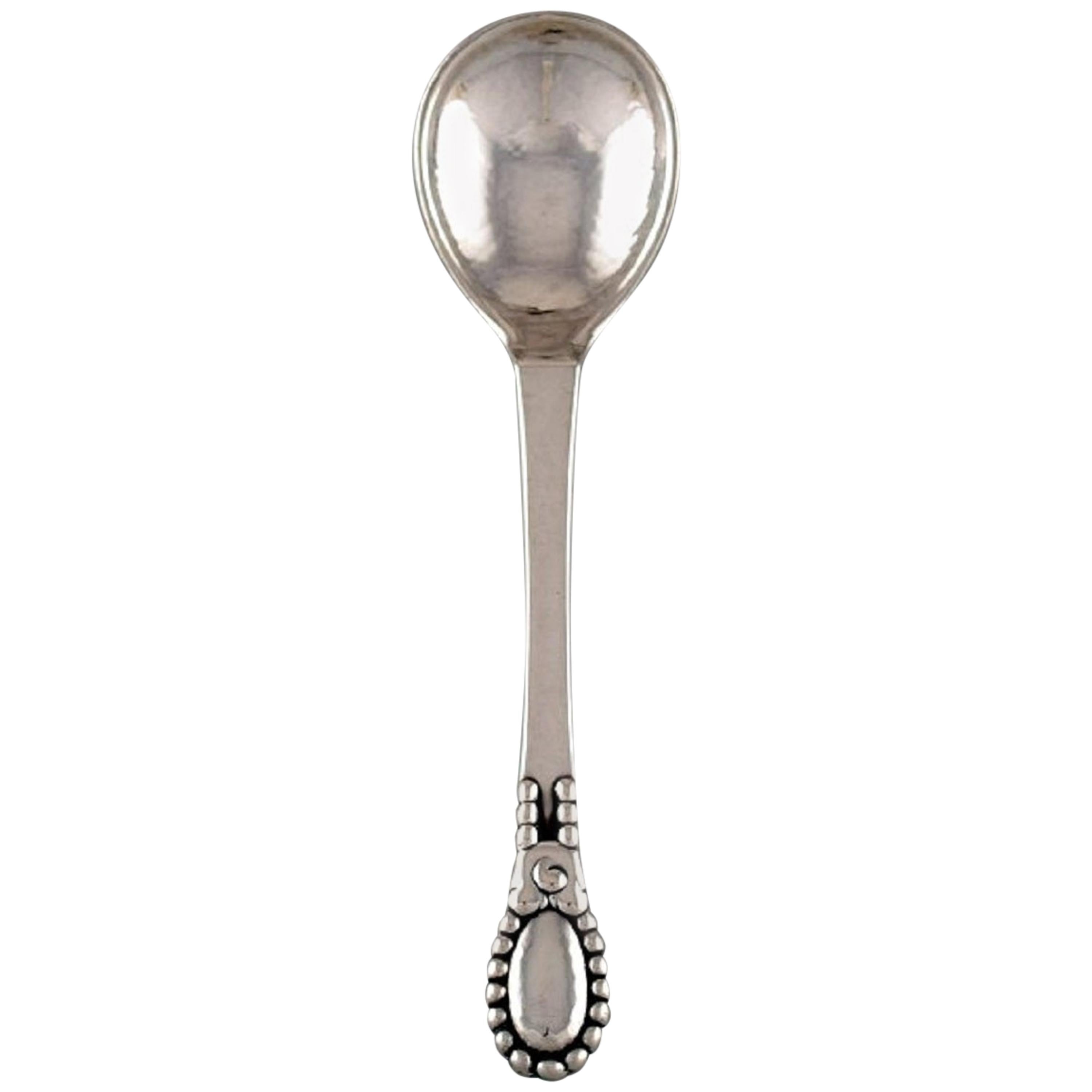 Evald Nielsen Number 13 Jam Spoon in Hammered Silver, 830, Dated 1924 For Sale