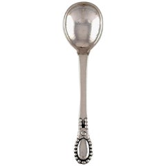 Antique Evald Nielsen Number 13 Jam Spoon in Hammered Silver, 830, Dated 1924