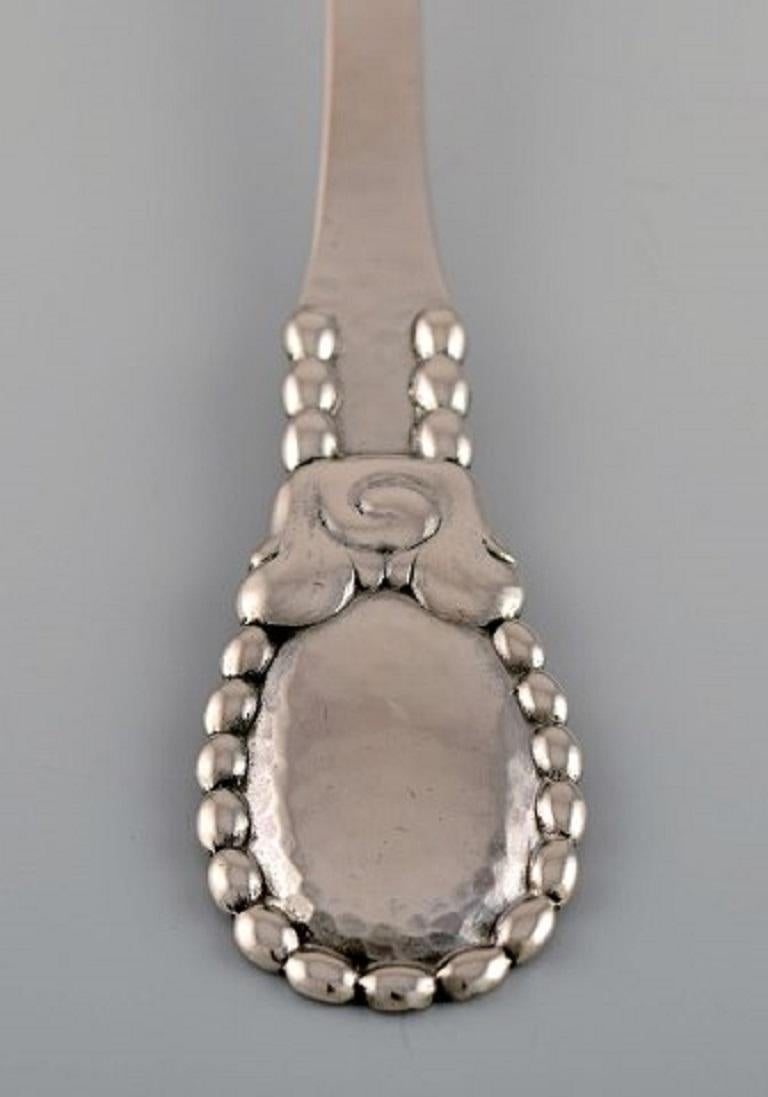 Danish Evald Nielsen Number 13 Large Tablespoon in Hammered Silver, 1920's For Sale