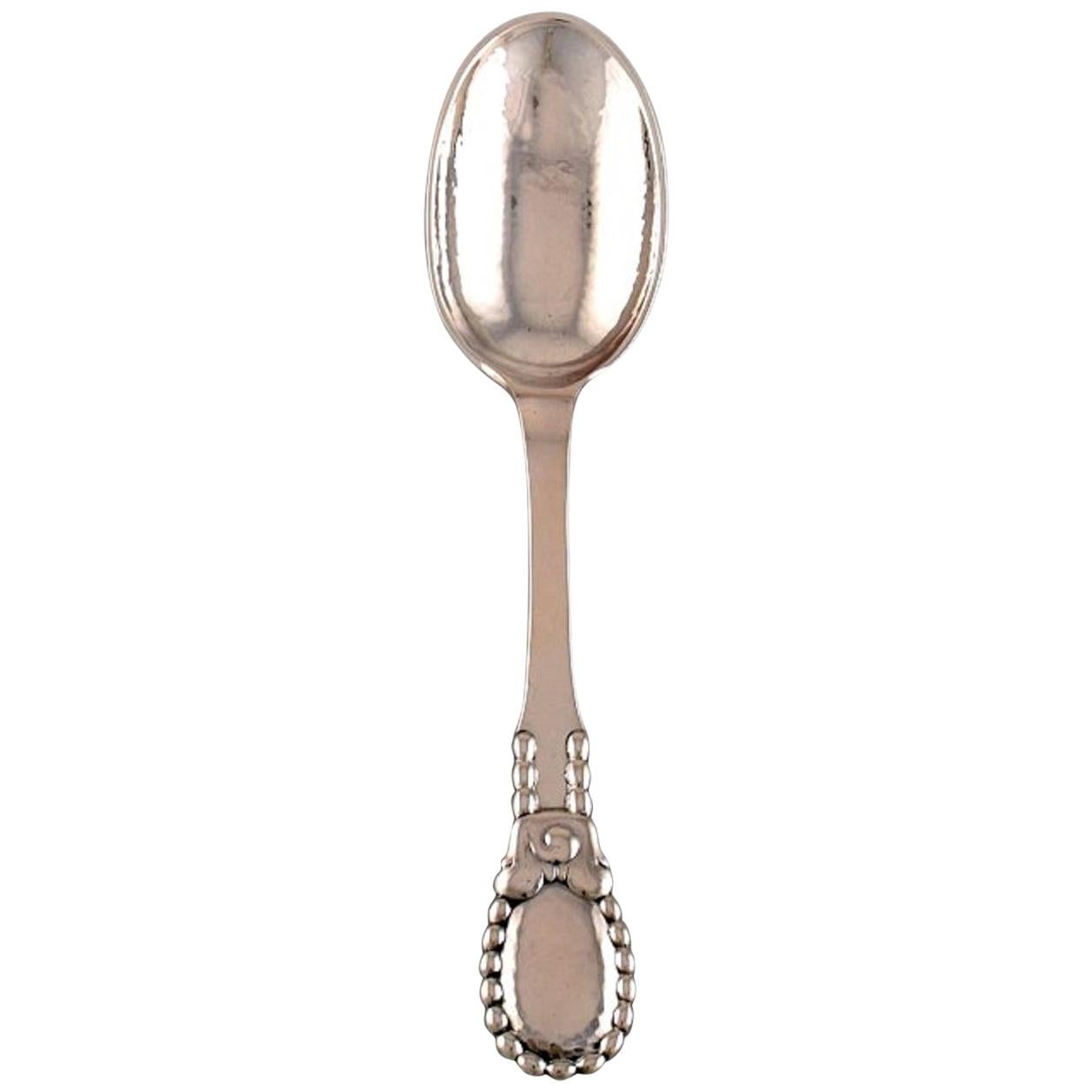 Evald Nielsen Number 13 Large Tablespoon in Hammered Silver, 1920's
