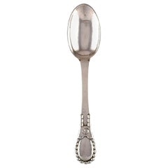 Antique Evald Nielsen Number 13 Large Tablespoon in Hammered Silver, 830, Dated 1924