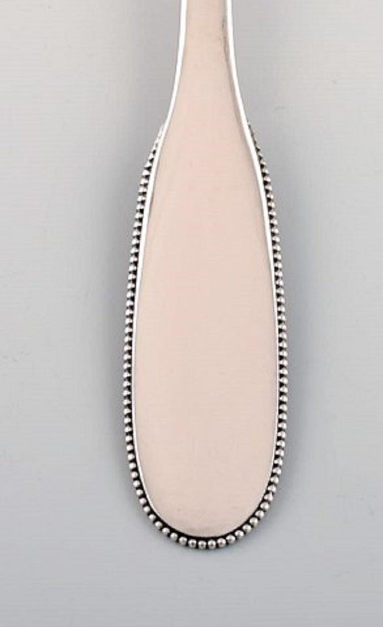 Art Deco Evald Nielsen Number 14 Dinner Fork in Hammered Silver, 1920s, 9 Forks Available For Sale