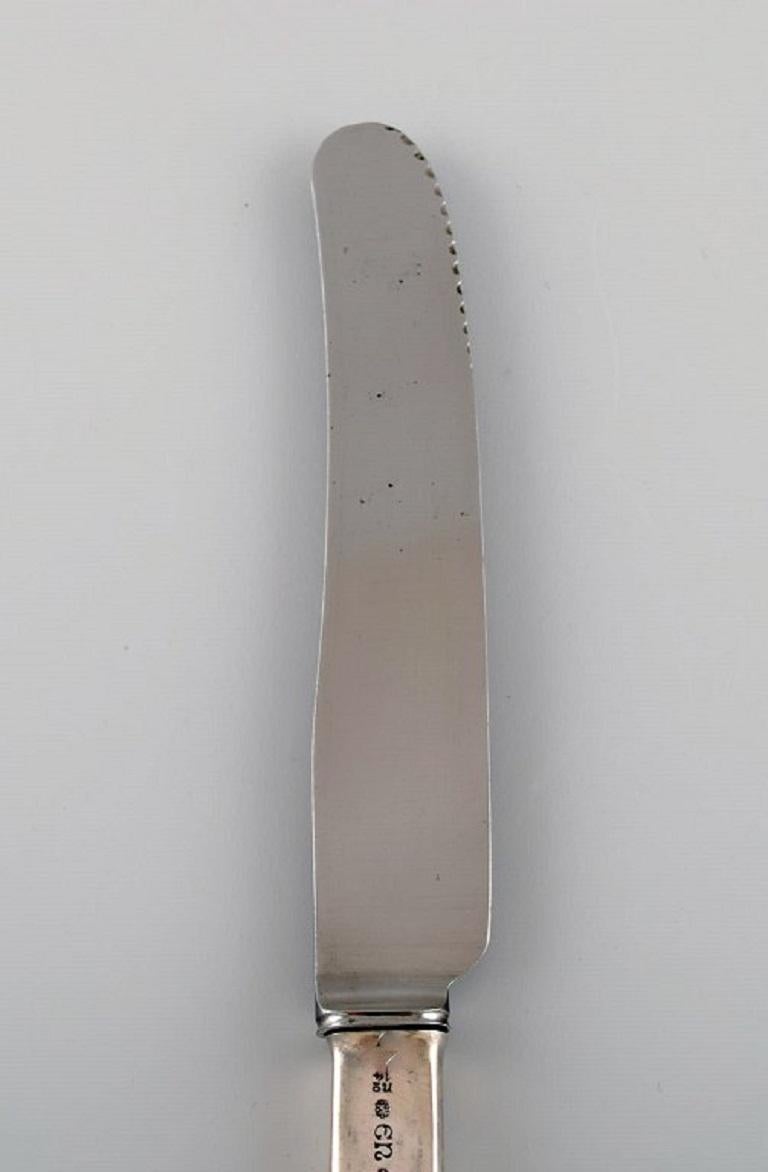 Art Deco Evald Nielsen Number 14 Dinner Knife in Hammered Silver and Stainless Steel For Sale